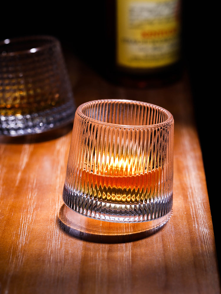 Crystal Whiskey Glasses with Spinning Tops Design