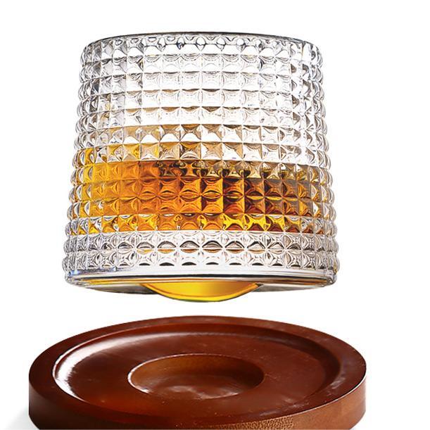 Crystal Whiskey Glasses with Spinning Tops Design