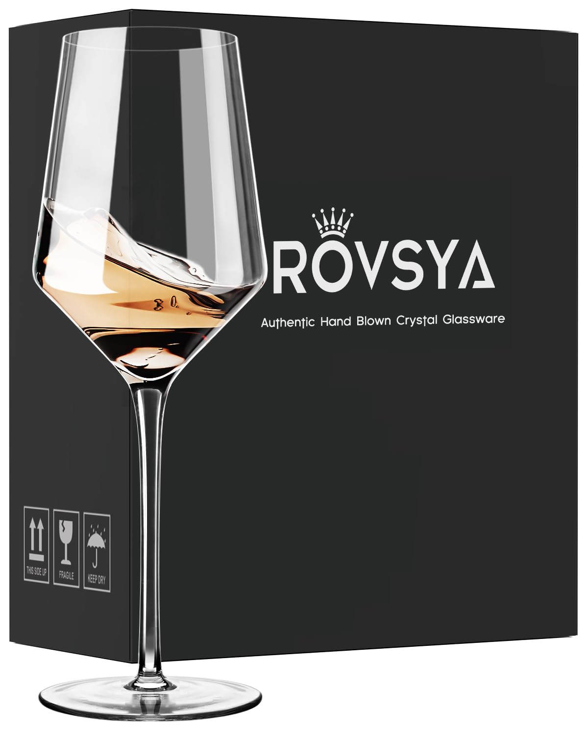 Crystal Wine Glass Set of 4 – Hand Blown, Thin Rim, Long Stem