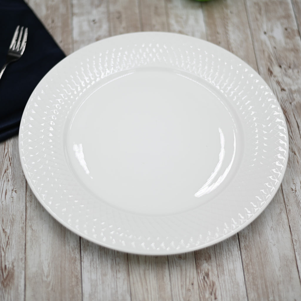 Embossed Wide Rim Dinner Plates – Set of 6 | Fine Porcelain