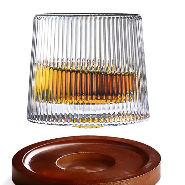 Crystal Whiskey Glasses with Spinning Tops Design