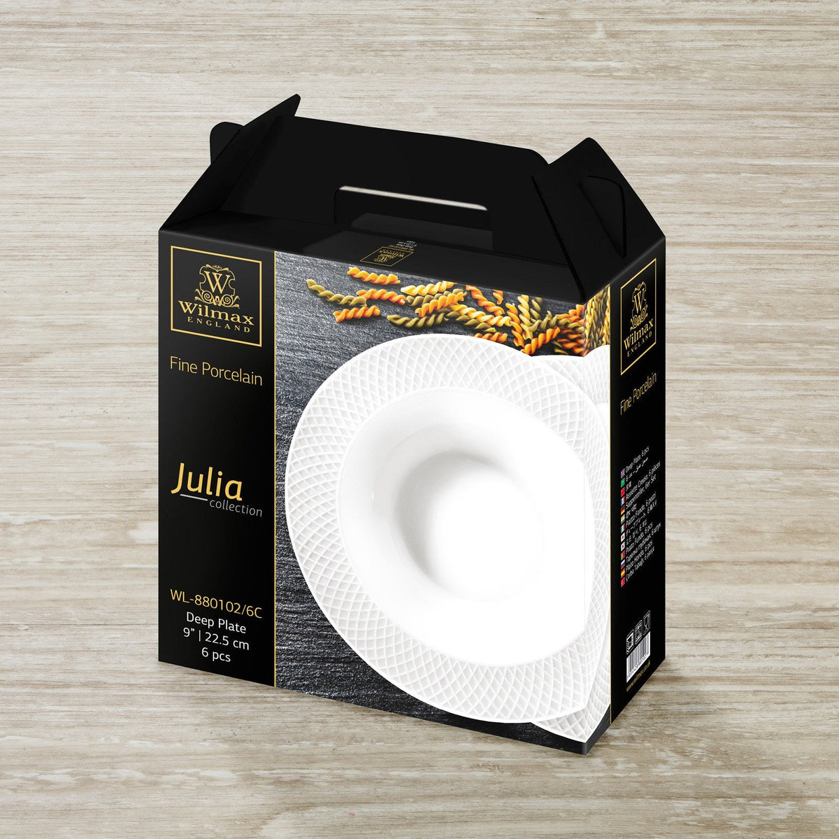 Embossed Wide Rim Deep Pasta Plates – Set of 6 | Fine Porcelain