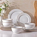 Embossed Stoneware Dinnerware Set | Service for 4 (12 Pieces)