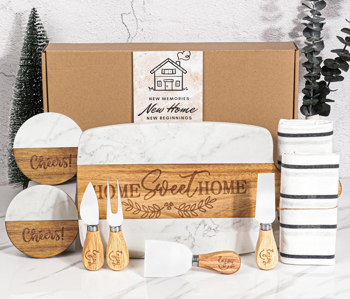 Marble & Acacia 11-Piece Housewarming Gift Set