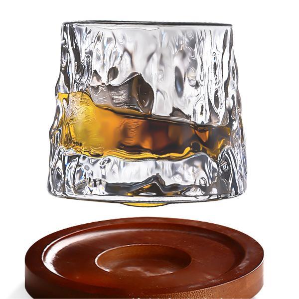 Crystal Whiskey Glasses with Spinning Tops Design