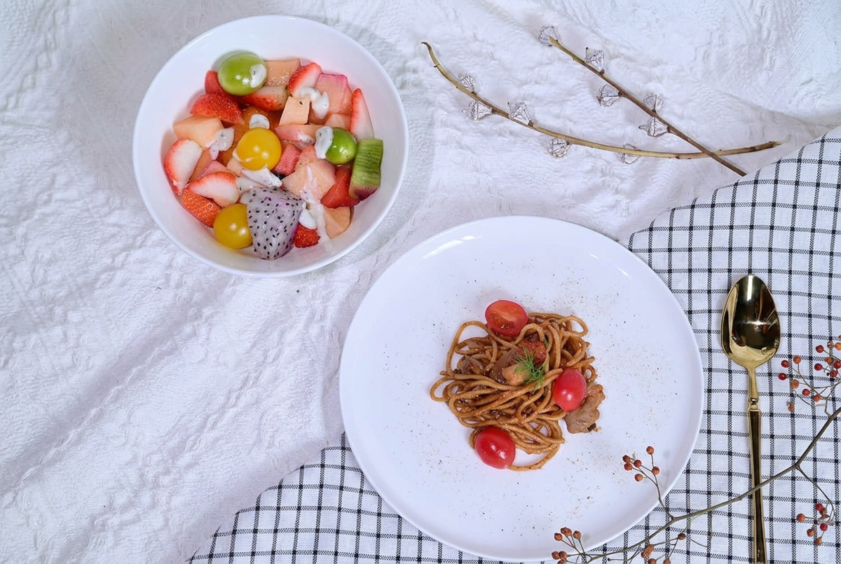 Lily Bone China Dinnerware Set - Lifestyle Flatlay